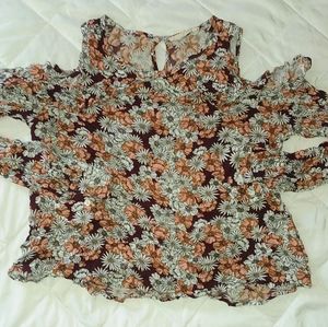 Cold shoulder long sleeve blouse